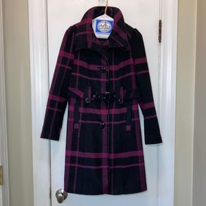 Mirage Pink like purple and Black Plaid Ladies Coat Small